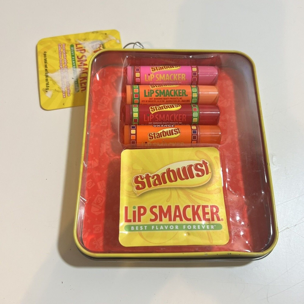 NIP Lip Smacker Starburst Tin Collection 4 Lip Balms